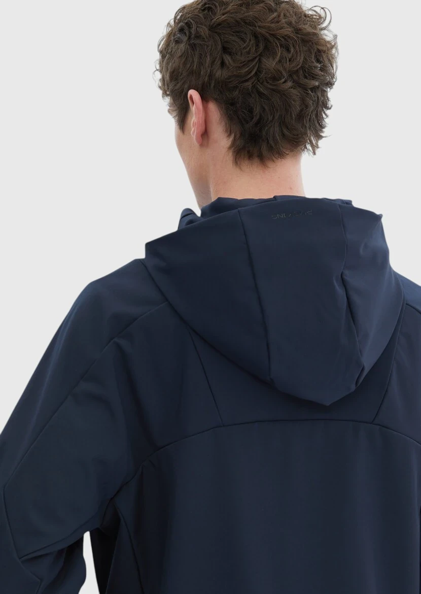 Lacivert Regular Fit Kapüşonlu Denim Dokuma Mont - 8