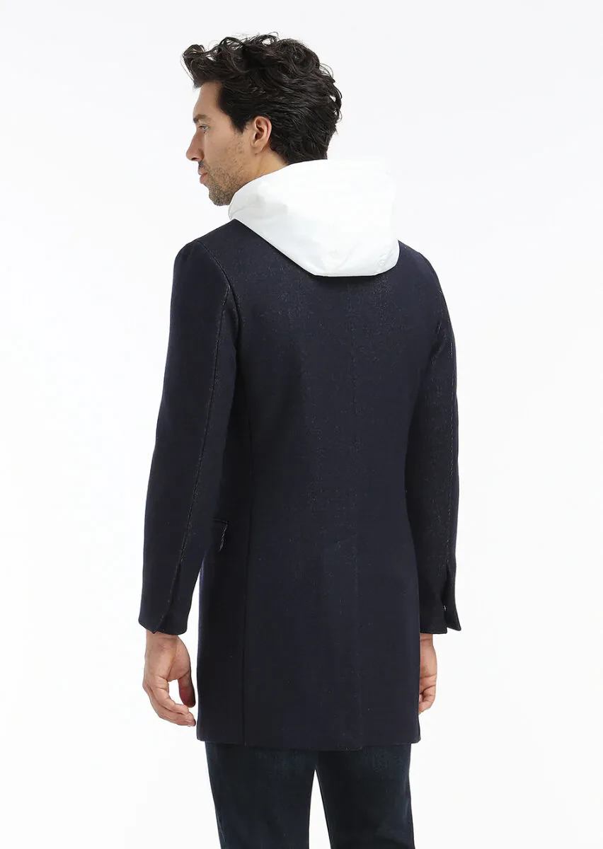 Lacivert Regular Fit Kelebek Yaka Casual Örme Palto - 7