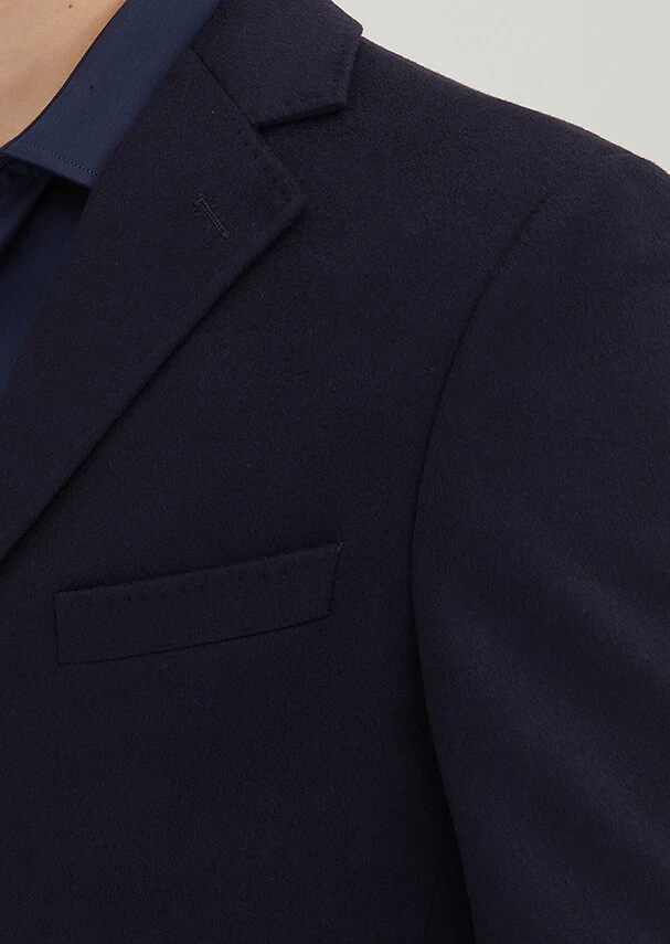 Lacivert Regular Fit Klasik Dokuma Palto - 3