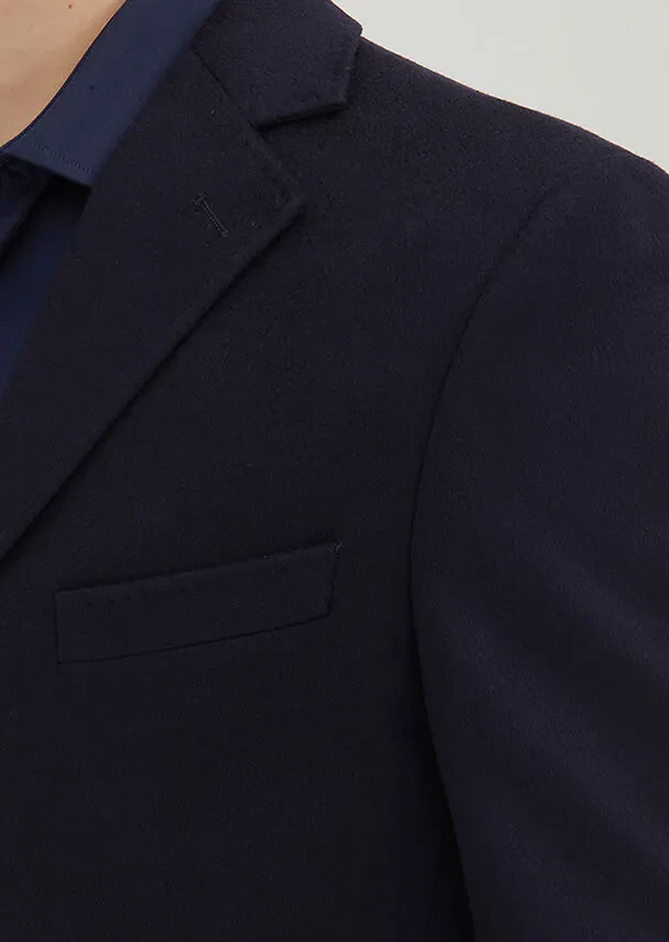 Lacivert Regular Fit Klasik Dokuma Palto - 3
