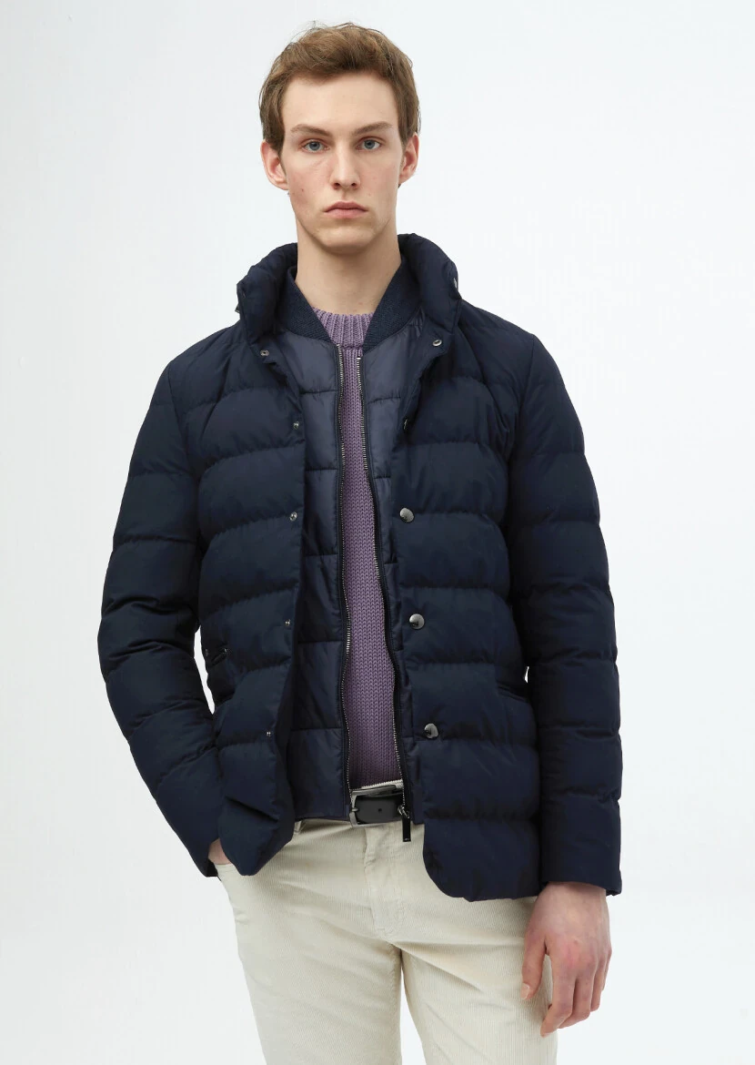 Lacivert Regular Fit Micro Jel Elyaflı Spor Ceket - RAMSEY