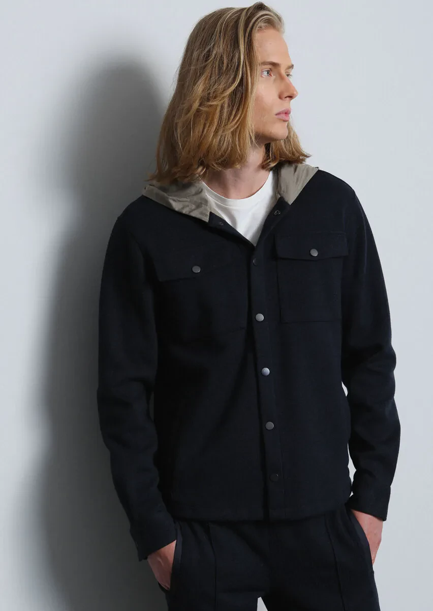 Lacivert Regular Fit Pamuk Karışımlı Örme Spor Ceket - 1