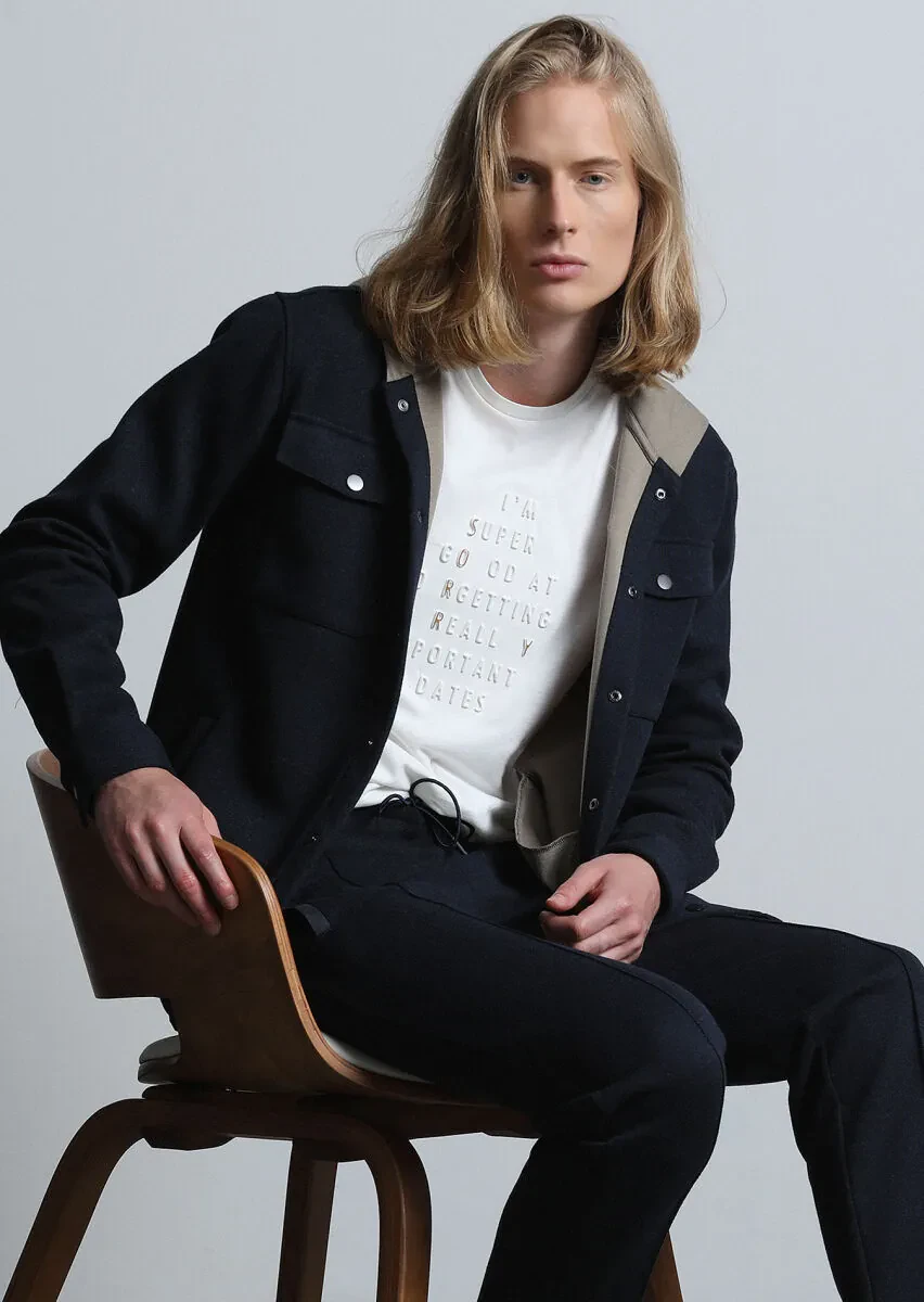 Lacivert Regular Fit Pamuk Karışımlı Örme Spor Ceket - 3