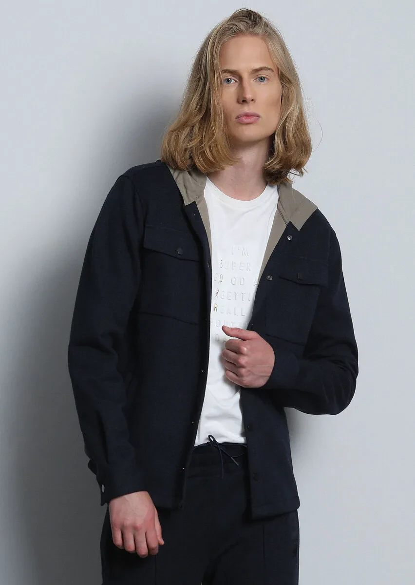 Lacivert Regular Fit Pamuk Karışımlı Örme Spor Ceket - 4