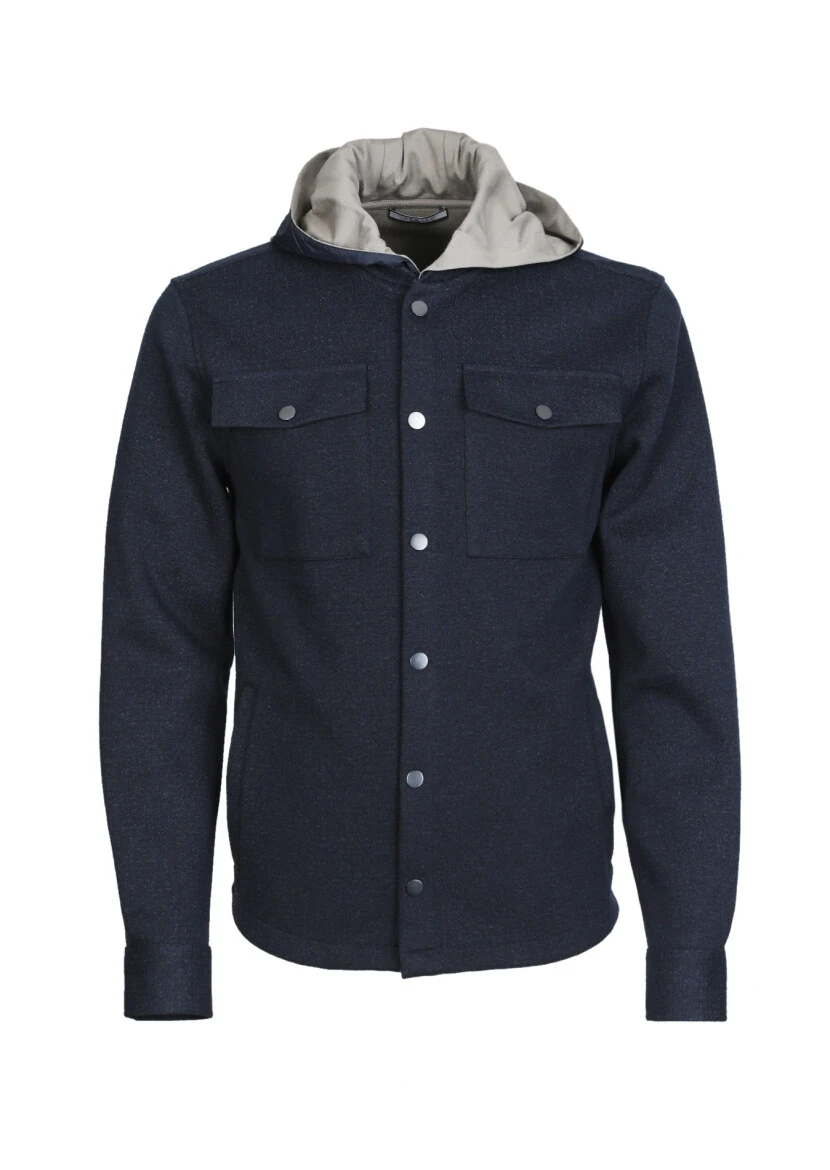 Lacivert Regular Fit Pamuk Karışımlı Örme Spor Ceket - 6