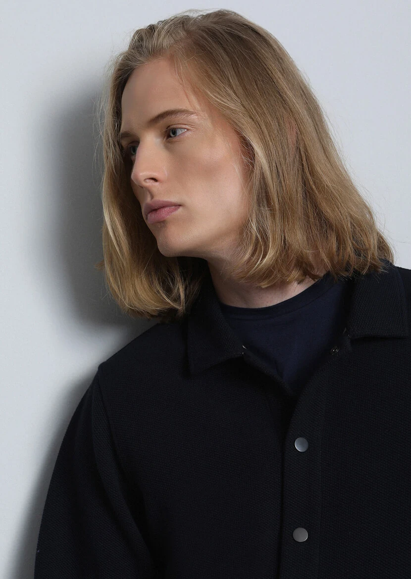 Lacivert Regular Fit Pamuk Karışımlı Örme Spor Ceket - 5