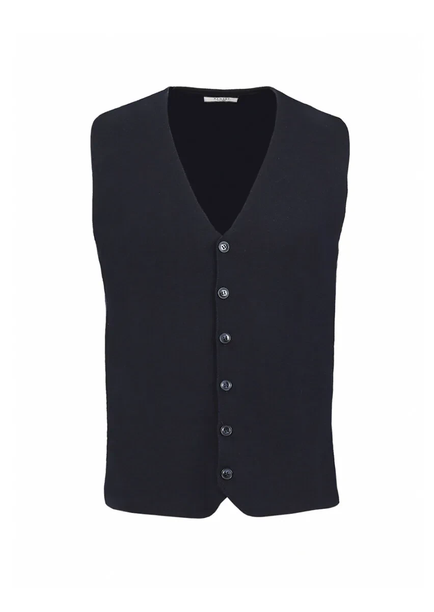 Lacivert Regular Fit V Yaka Casual Örme Triko Yelek - 6