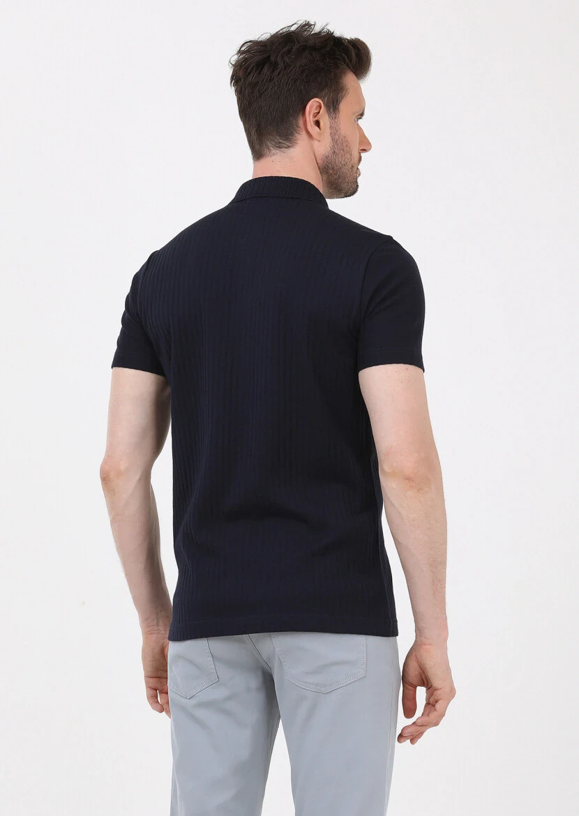 Lacivert Slim Fit Casual %100 Pamuk Gömlek - 5