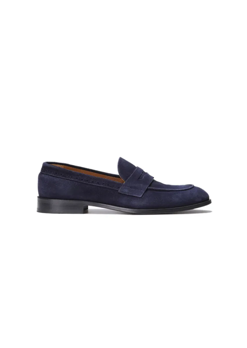 Lacivert Süet Klasik Loafer - 1