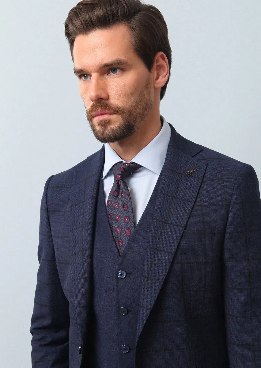 Lacivert Yelekli Takım Elbise - 2