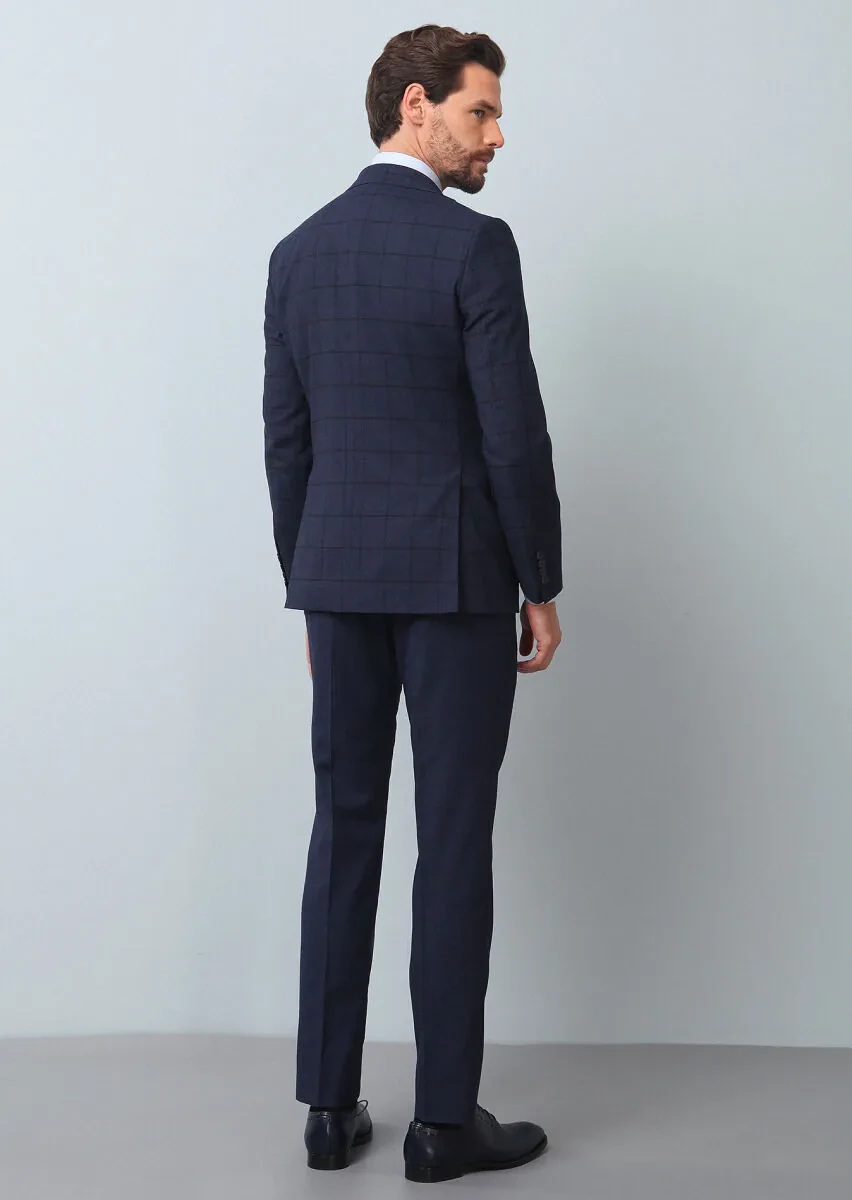 Lacivert Yelekli Takım Elbise - 5