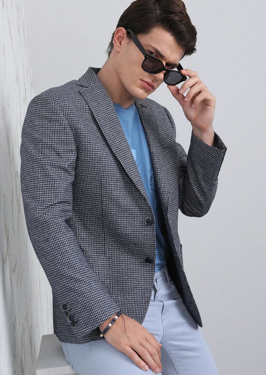 Lacivert Zeroweight Slim Fit Pamuk Karışımlı Ceket - 2