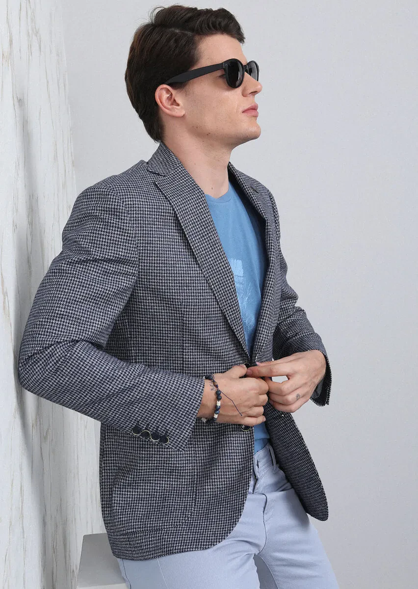 Lacivert Zeroweight Slim Fit Pamuk Karışımlı Ceket - 4