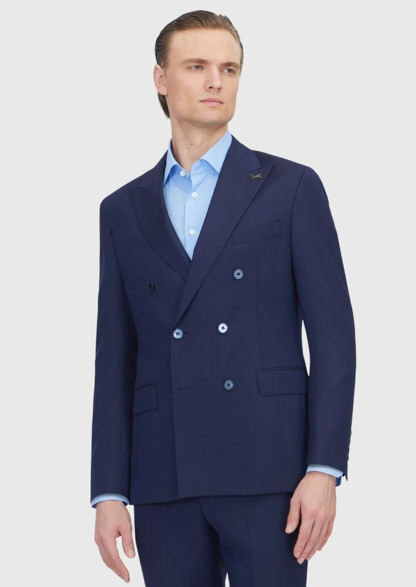 Lacivert Zeroweight Slim Fit Yün Karışımlı Takım Elbise - RAMSEY