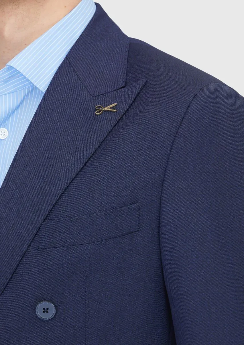 Lacivert Zeroweight Slim Fit Yün Karışımlı Takım Elbise - 5