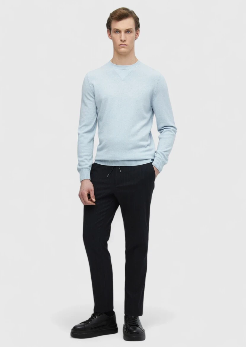 Light Blue Knitwear Sweatshirt - 2