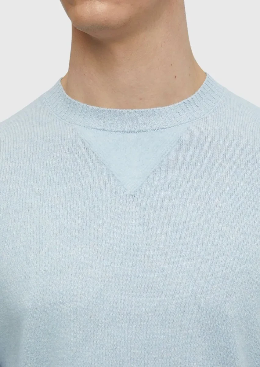 Light Blue Knitwear Sweatshirt - 5