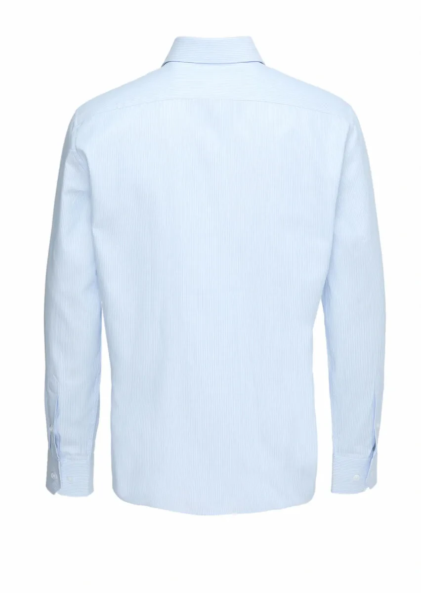 Light Blue Micro Regular Fit Weaving Classical 100% Cotton Shirt - 5