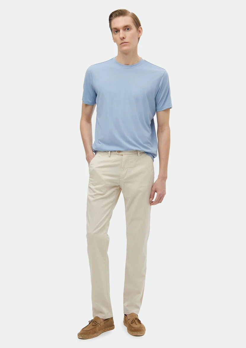 Light Blue Plain Crew Neck T-Shirt 