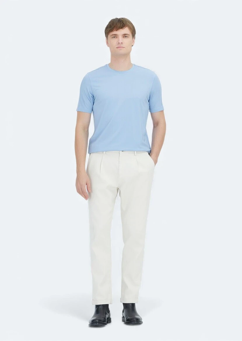 Light Blue Plain Crew Neck T-Shirt - RAMSEY
