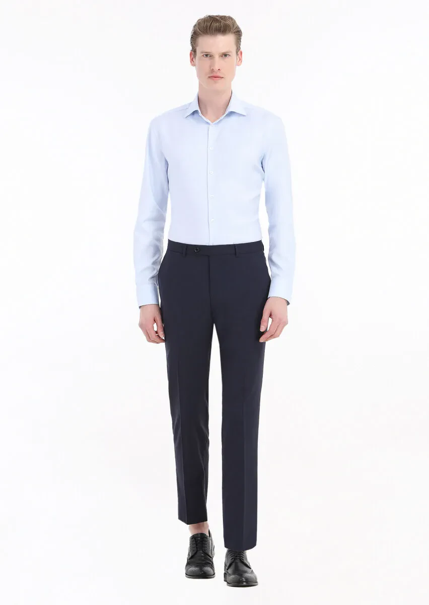 Light Blue Plain Regular Fit Weaving Classical 100% Cotton Shirt - 1