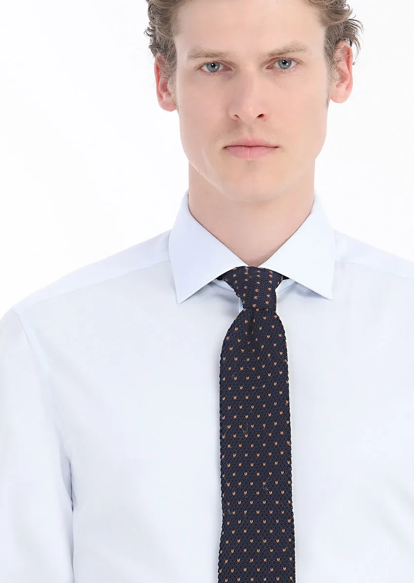 Light Blue Plain Regular Fit Weaving Classical 100% Cotton Shirt - 4