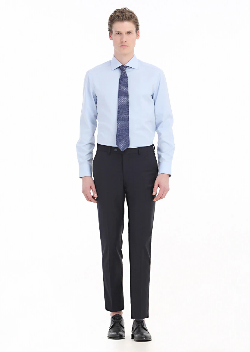 Light Blue Plain Regular Fit Weaving Classical Cotton Blended Shirt - RAMSEY