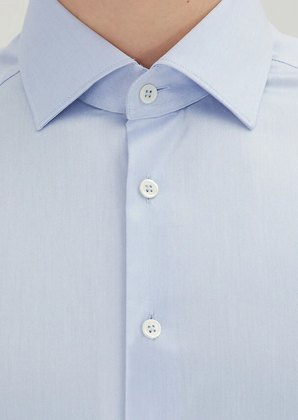 Light Blue Regular Fit Non Iron Weaving Classical 100% Cotton Shirt - 4
