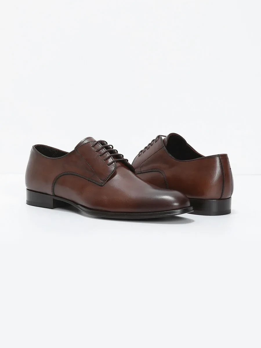 Light Brown Leather Classical Shoes - 3