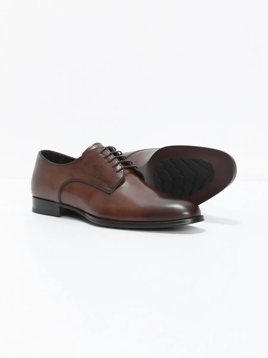 Light Brown Leather Classical Shoes - 4