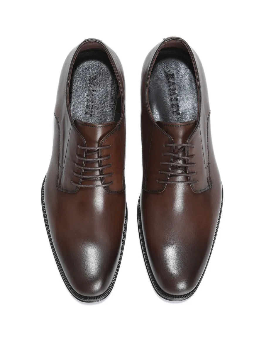 Light Brown Leather Classical Shoes - 5