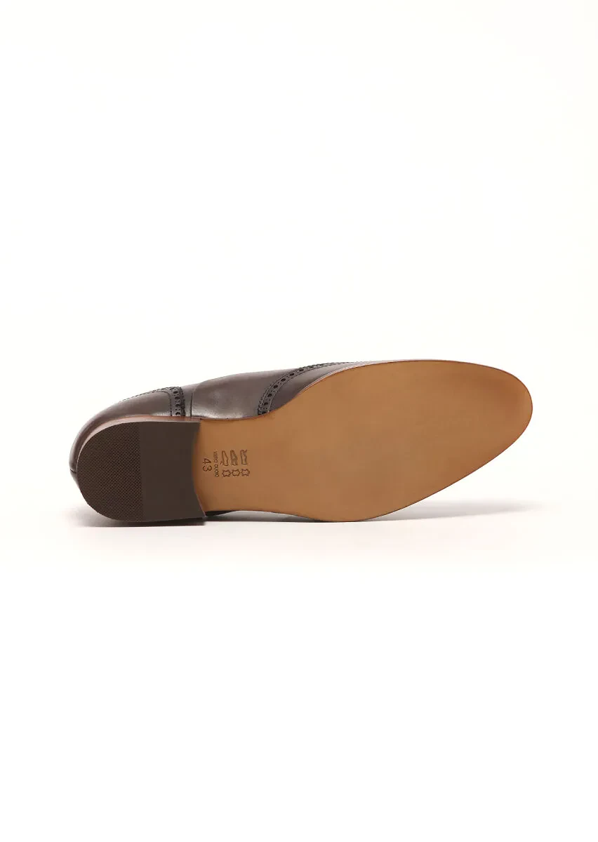 Light Brown Leather Classical Shoes - 5