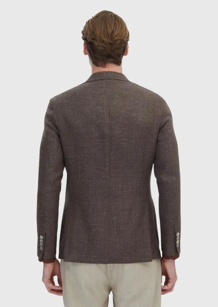 Light Brown Micro Comfort Fit Wool Blended Jacket - 5