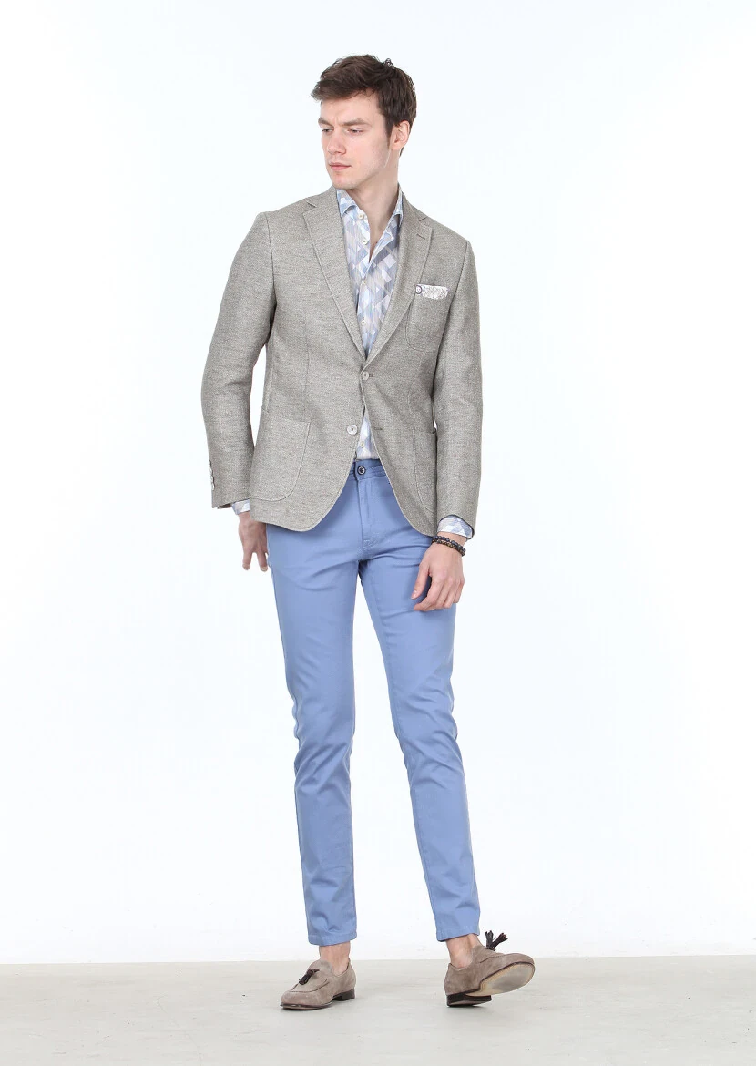 Light Brown Plain Zeroweight Slim Fit Cotton Blended Jacket - 2