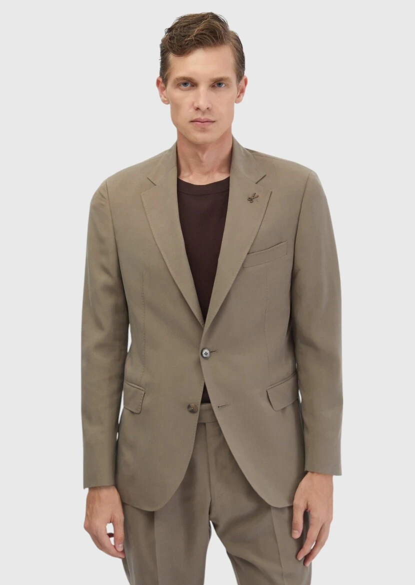 Light Brown Plain Zeroweight Slim Fit Suit - RAMSEY