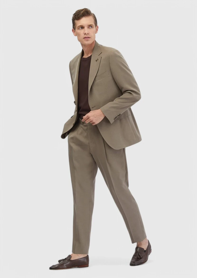 Light Brown Plain Zeroweight Slim Fit Suit - 3