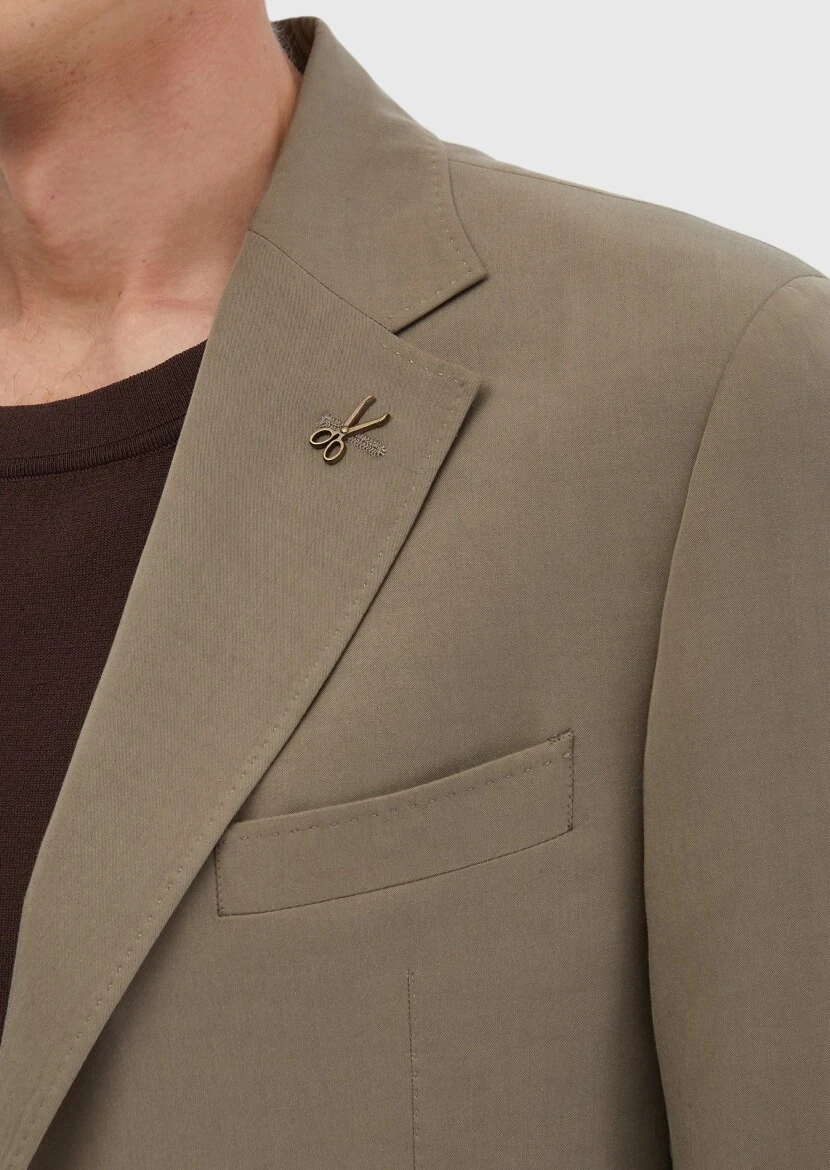 Light Brown Plain Zeroweight Slim Fit Suit - 5