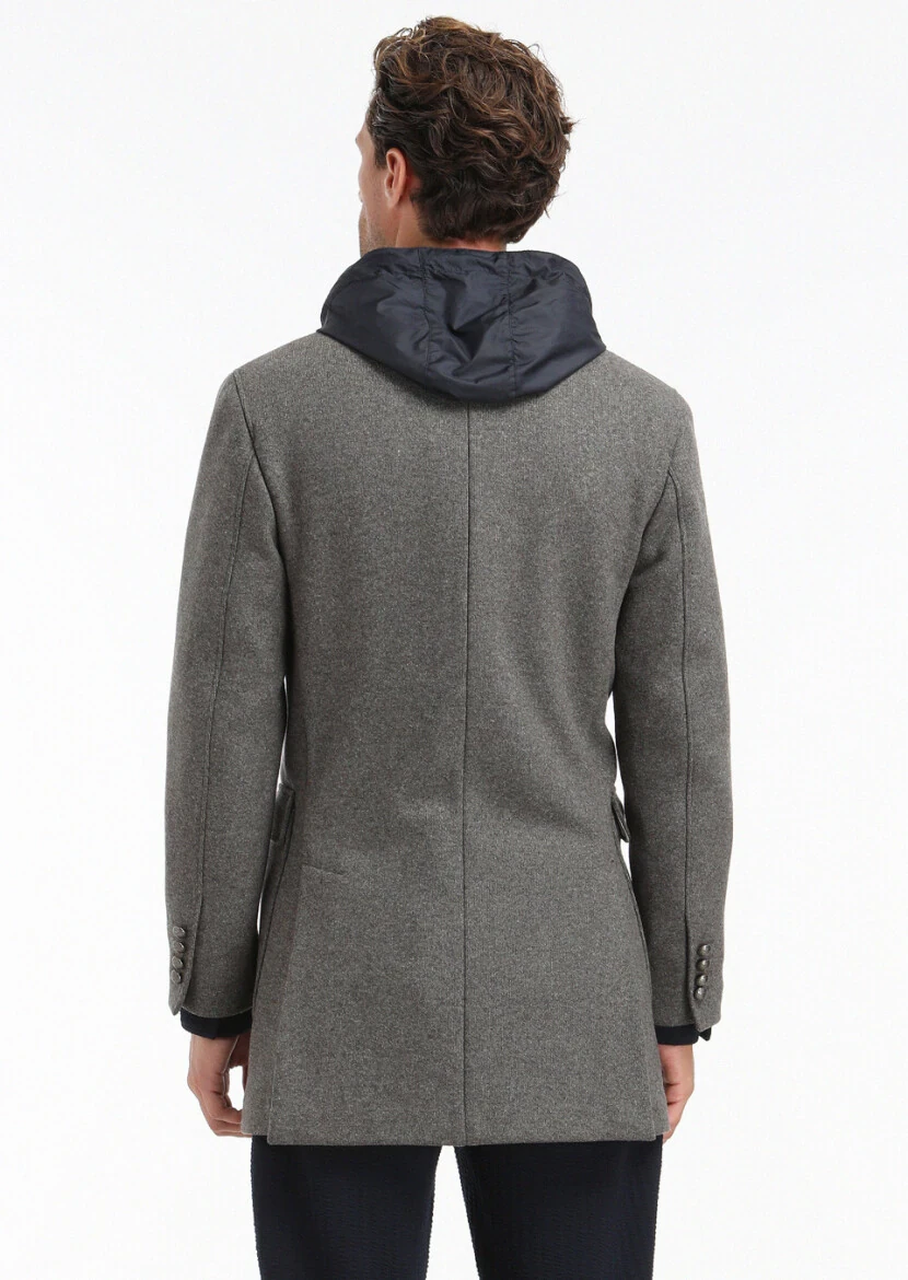 Light Brown Regular Fit Double Breasted Collar Casual Knitting Overcoat - 7