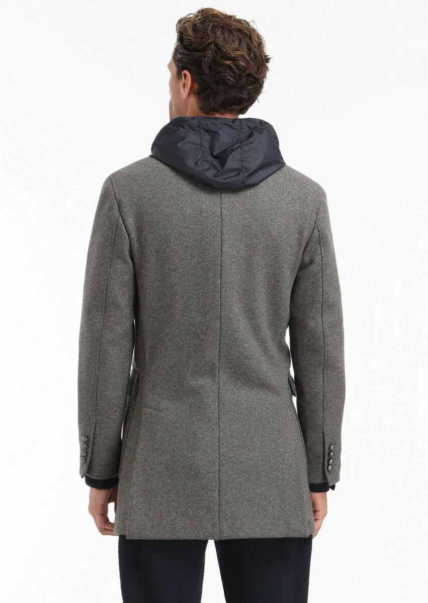 Light Brown Regular Fit Double Breasted Collar Casual Knitting Overcoat - 7