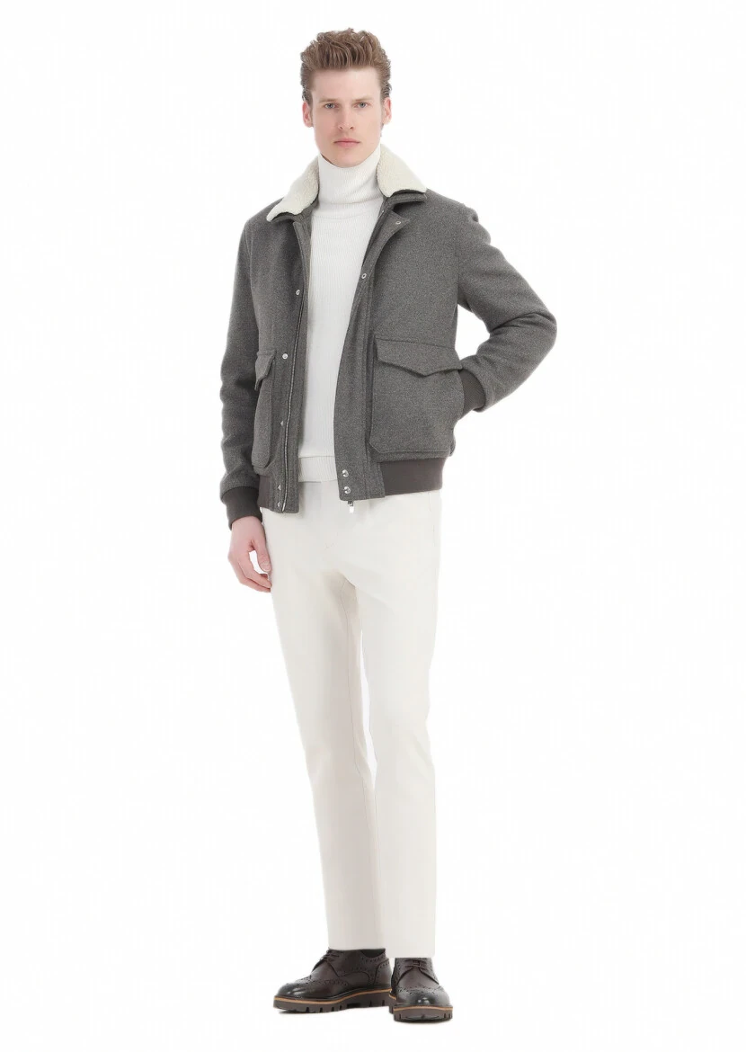 Light Brown Regular Fit Shirt Collar Casual Knitting Coat - 3