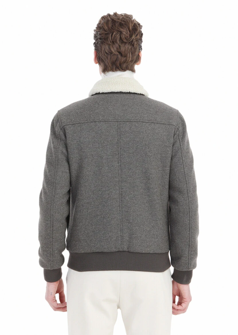 Light Brown Regular Fit Shirt Collar Casual Knitting Coat - 5