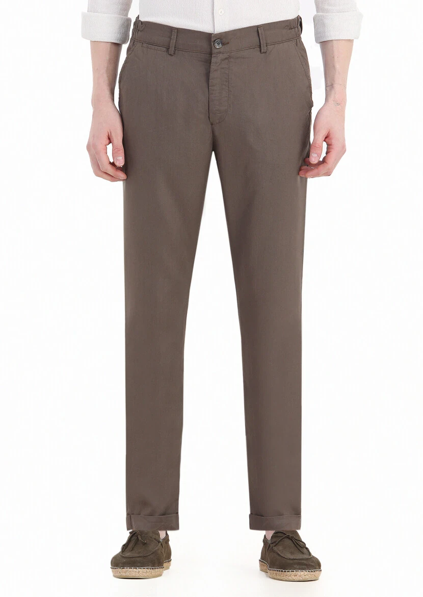 Light Brown Weaving Jogging Fit Casual Trousers 