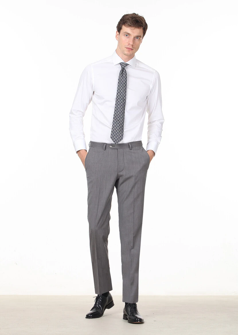 Light Brown Weaving Regular Fit Classical 100% Wool Trousers - 2