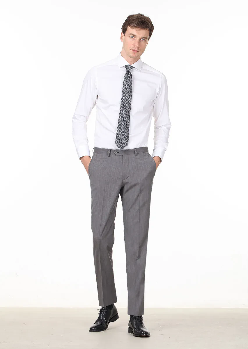 Light Brown Weaving Regular Fit Classical 100% Wool Trousers - 2