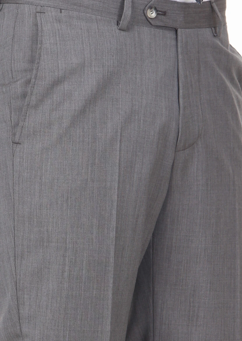 Light Brown Weaving Regular Fit Classical 100% Wool Trousers - 3