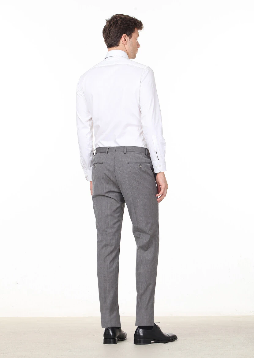 Light Brown Weaving Regular Fit Classical 100% Wool Trousers - 4