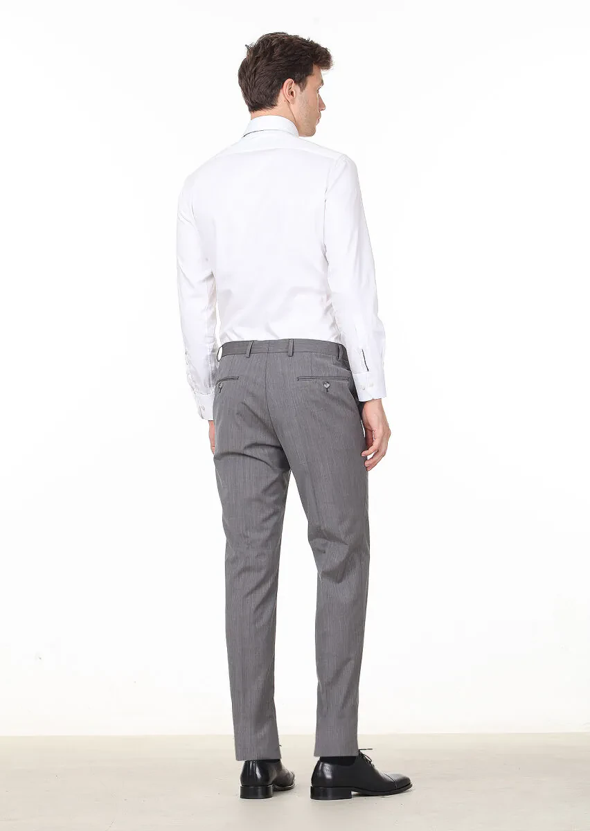 Light Brown Weaving Regular Fit Classical 100% Wool Trousers - 4