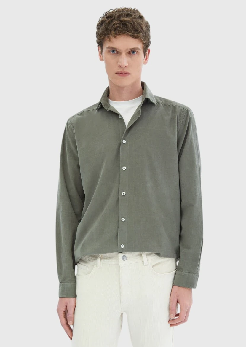 Light Green Plain Casual Fit Weaving Casual 100% Cotton Shirt - RAMSEY