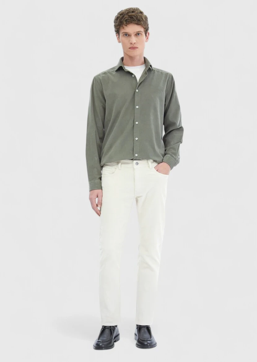 Light Green Plain Casual Fit Weaving Casual 100% Cotton Shirt 