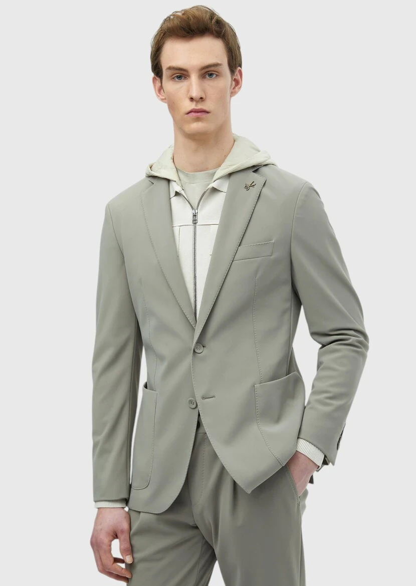 Light Green Plain Comfort Fit Suit - RAMSEY
